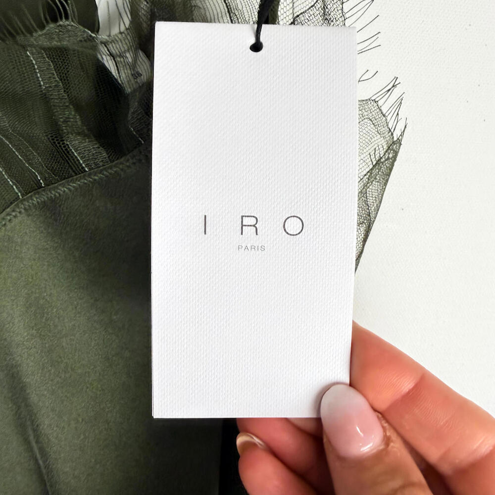 NWT IRO Berwyn 100% Silk and Lace Camisole - Ivy Green - Size 36 (4 US) - Picture 7 of 9